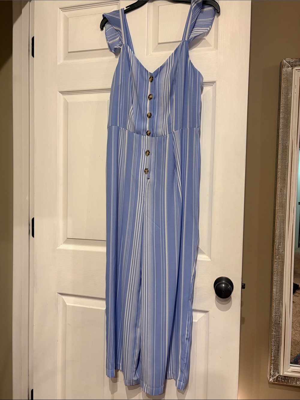 Blue Striped One-Piece Jumpsuit
